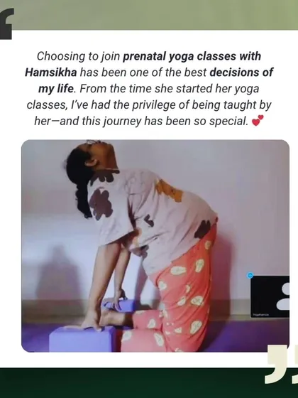 This screenshot from Melita shows her practicing a modified pose with blocks. Her testimonial speaks to how special the journey has been since she started my classes.