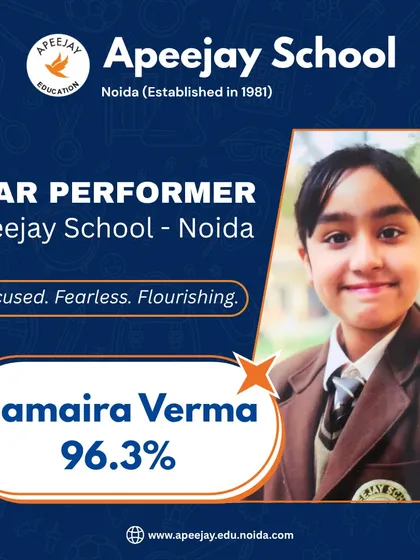 Samaira Verma of Class 6 has demonstrated that perseverance pays off, securing a fantastic 96.3%. We celebrate her hard work and achievement.