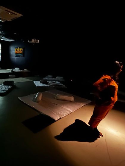 A quiet moment before a listening session for 'Across Deep Time' at the Indian Music Experience Museum. This image captures the meditative and focused atmosphere I aim to create with my audio work.