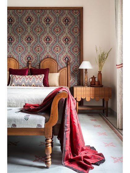 This ancestral home has a beautiful story, and every space tells a tale about the people residing in it. This vibrant, vernacular, and elegant bedroom is a composition that brings back great memories.