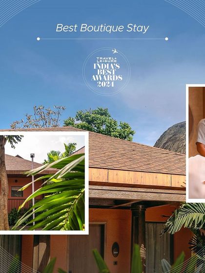 A graphic celebrating my nomination for "Best Boutique Stay" by the Travel + Leisure India's Best Awards. This recognizes the intimate, personalized, and nature-centric experience I strive to create.