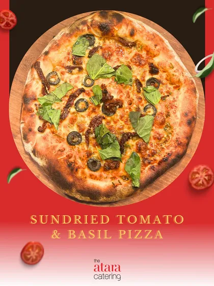 Our Sundried Tomato & Basil Pizza is a light and flavourful vegetarian option. The combination of tangy tomatoes and fresh basil creates a delightful taste of Italy.