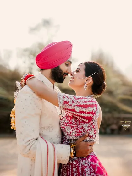 An intimate moment from a beautiful Sikh couple's pre-wedding shoot. The soft light and their gentle embrace highlight their deep connection. I feel honored to capture the elegance and emotion of traditional love stories, ensuring the portraits reflect both cultural heritage and personal chemistry.