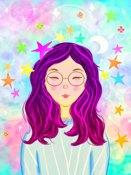 In this version, I played with a brighter background to give the illustration an even more cheerful and magical feel. It’s a celebration of inner light and imagination.