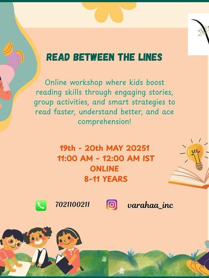 Our 'Read Between the Lines' workshop is designed to boost reading comprehension for ages 8-11. Through engaging stories and group activities, we teach smart strategies to help kids read faster, understand better, and ace comprehension tests.