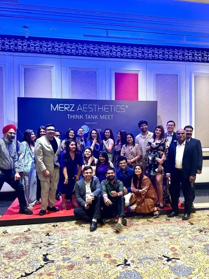 A group photo from the Merz Aesthetics Think Tank Meet, an innovative and insightful event for aesthetic medicine professionals.