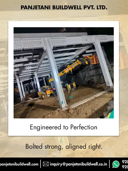 Engineered to perfection, bolted strong, and aligned right. This night shot of the Camex Experience Centre shows the illuminated steel framework and heavy machinery, highlighting our round-the-clock dedication.