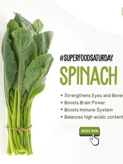 We consider spinach a true superfood. This graphic highlights some of its amazing benefits, from strengthening bones to boosting your immune system. We deliver fresh, organic spinach right to you.