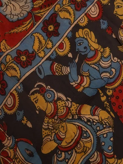 This is a glimpse into my Kalamkari Edition, featuring a wide array of hand-painted dupattas and fabrics from the Indralokam series. Each piece is a unique story, available for you to customize into your dream outfit.