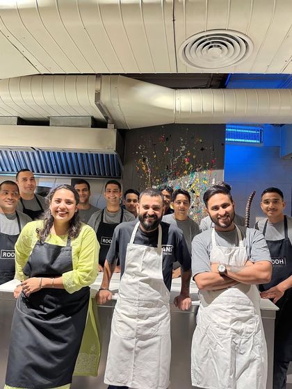 Teamwork makes the dream work. Our kitchen team with Chef Taiyaba Ali after a successful run of the "Taíyíba, the Rooh of Awadh" pop-up.