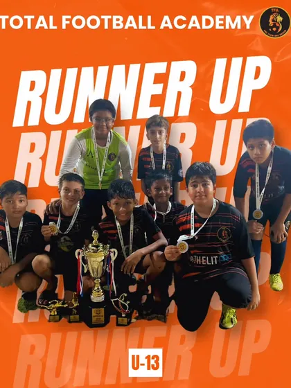 Our U13 team celebrating their runner-up finish at the Independence Day Cup 2024.