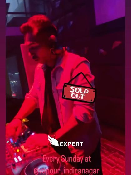 A "Sold Out" sign on a photo of me DJing. It's a testament to the popularity of our Sunday nights at Vapour.