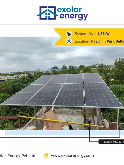 Even smaller rooftops can become powerful assets. This 4.36kW system in Paschim Puri is an ideal starter solution for homeowners looking to begin their journey with solar energy and savings.