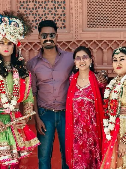 With our artists dressed for a themed Radha-Krishna performance. We take pride in the authenticity and beauty of our conceptual acts.