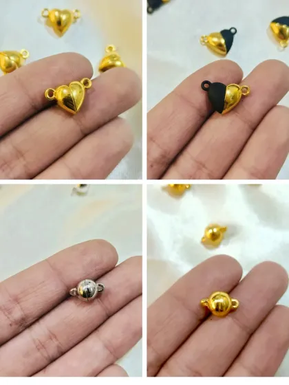 Our magnetic heart and ball clasps are a great finishing touch for bracelets and necklaces. Available in gold, silver, and black, they provide a secure and stylish closure.