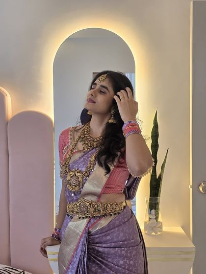 Laasya Reddy looks absolutely ethereal in this dreamy pastel lavender saree, a picture of pure elegance and timeless beauty.