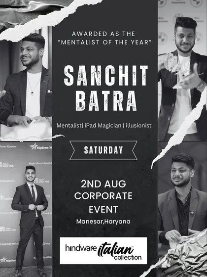 Announcing a corporate show for the Hindware Italian Collection in Manesar. It's an honor to perform for premium brands and be recognized as the "Mentalist of the Year."