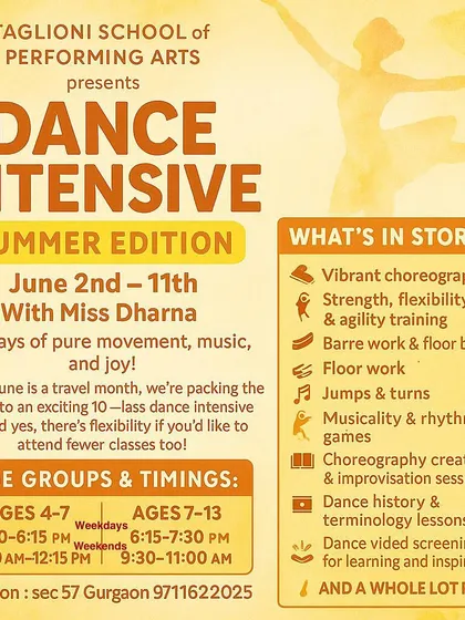 Here are all the details for our upcoming Summer Dance Intensive. This ten-day program is designed for ages 4 to 13 and covers Ballet, Jazz, and Contemporary dance. We focus on everything from barre work and floor routines to choreography and musicality games, ensuring a comprehensive and exciting experience.