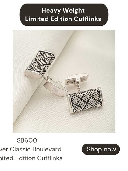 For those who prefer a classic silver look, these cufflinks feature the boulevard weave design in pure 92.5 silver. They are heavyweight and have a timeless, elegant feel.