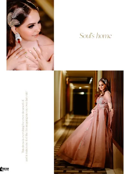 A stylish collage of bride Tanya from her Sagan ceremony at Oodles, capturing her fairy-tale look.