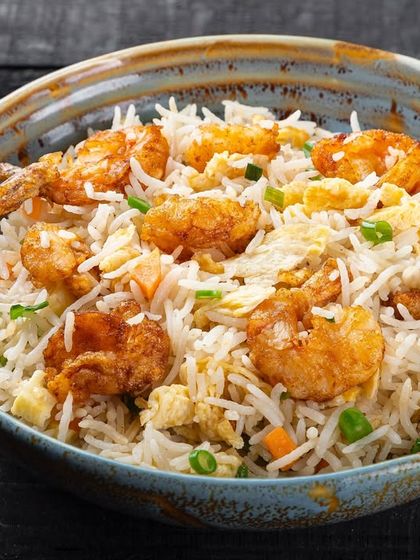 Shrimp fried rice from the archives, shot for YouMee, showcasing a classic and popular dish.