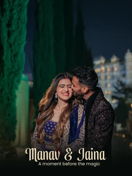 A tender moment before the magic of the Sufi night begins. The groom's gentle kiss on the bride's cheek is a perfect capture of their love.