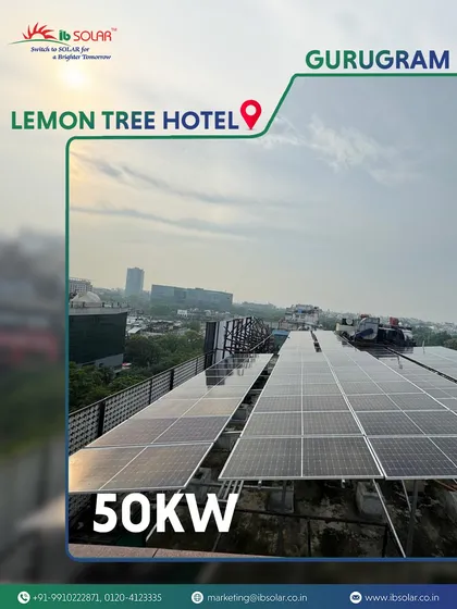 We delivered a complete 50 kW rooftop solar EPC solution for the prestigious Lemon Tree Hotel in Gurugram. This project is a prime example of how we help businesses in the hospitality sector reduce their carbon footprint and achieve significant energy savings.