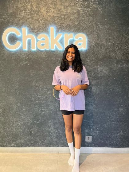 The "before" shot: happy and chill, ready for a spin class. This is the calm before the storm of energy, music, and sweat that defines every ride at Chakra.