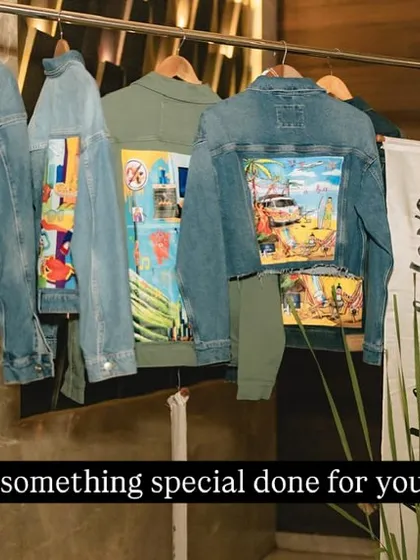 I had the honor of creating custom party favors for a wedding. We designed illustrations that were then heat-printed onto over 70 denim jackets for the guests.