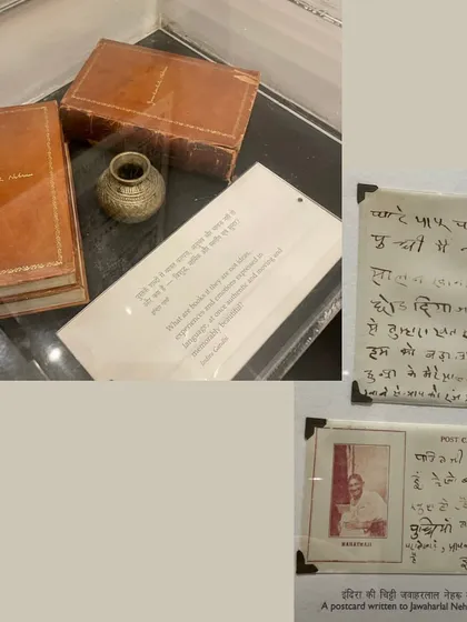 Personal artifacts from the Indira Gandhi Memorial, including handwritten letters and journals. These items provide an intimate look into her personal relationships and formative years, adding a layer of biographical depth to her political story.