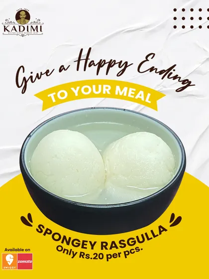 Our Spongy Rasgulla gives a happy ending to any meal. Soft, juicy, and perfectly sweet.