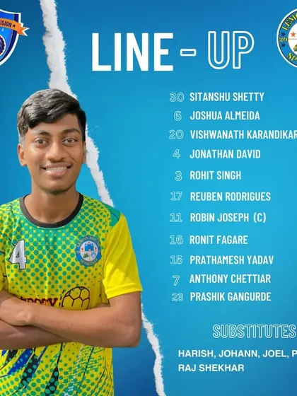 Our starting eleven for the game against Rising Sun FA.