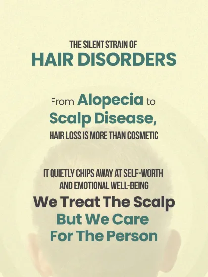 Hair disorders like alopecia can quietly chip away at self-worth. While I treat the scalp with clinical precision, my team and I always remember that we are caring for the person.