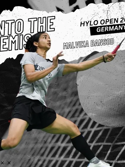 Malvika Bansod in action during the Hylo Open 2024, where she secured a medal for India. This image captures the athleticism and focus required to compete at the BWF World Tour level.