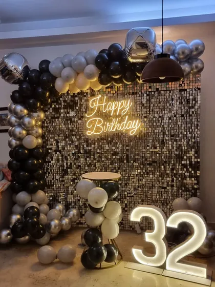 Another perspective of the 32nd birthday setup, showing how it fits into a home environment.