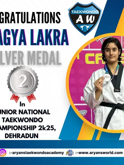 PROUD of our student Pragya Lakra for securing the Silver Medal at the Junior National Taekwondo Championship. Every medal at this level is a testament to incredible hard work and dedication.