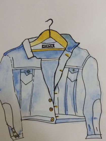 Students learn various watercolour techniques by painting different subjects. This denim jacket is a great example of capturing texture and folds with paint.