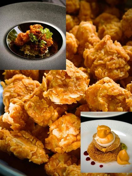 Another collage from the Bangalore Nostalgia menu, showing the creative fusion of traditional flavors and modern techniques.