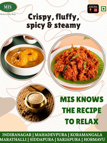 Crispy, fluffy, spicy, and steamy. We know the recipe to relax, featuring sambar vada, kothu parotta, and filter coffee.