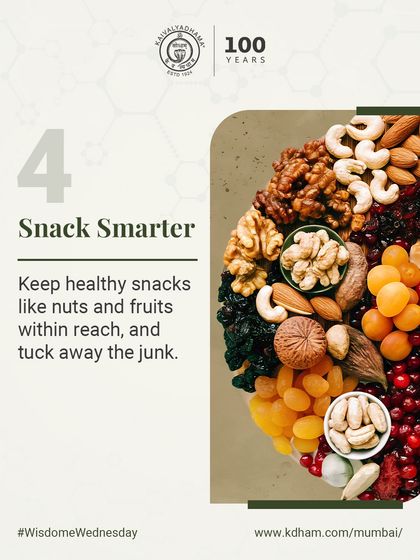 To snack smarter, keep healthy options like nuts and fruits easily accessible. Environmental design is a key factor in making healthier choices effortless.