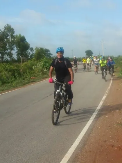 A rider leading the pack on a scenic country road. This is what our weekend explorations look like.