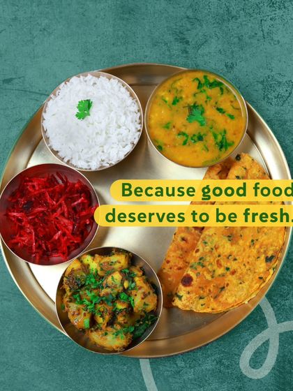 Because good food deserves to be fresh. We cook everything the same day, like this simple and satisfying veg thali.