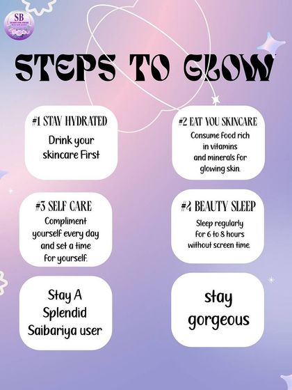 Here are my simple steps to glow. It all starts with internal health: stay hydrated, eat your skincare by consuming vitamins and minerals, get your beauty sleep, and practice self-care.