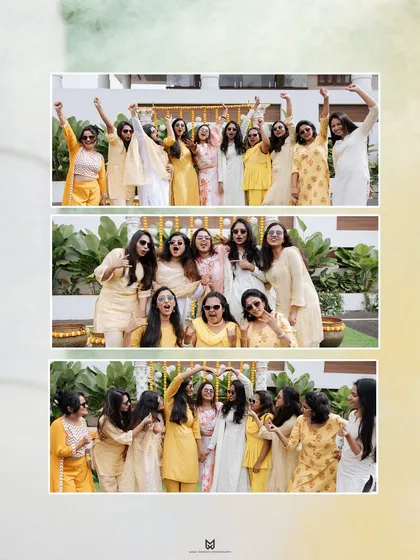 The bride tribe having a blast at the Haldi ceremony. I make sure to capture the energy and fun of the bride with her bridesmaids.