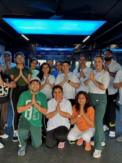 Our Zumba fam united in a post-workout pose after the Independence Day session. A moment of pride and togetherness.