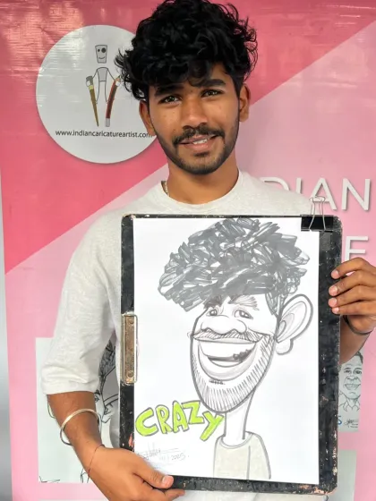 This student's caricature was labeled 'Crazy' to match his fun personality.