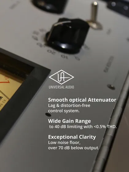 A closer look at the specs of the LA-2A. Its smooth optical attenuator and wide gain range deliver exceptional clarity and distortion-free limiting, a sound plugins can only emulate.