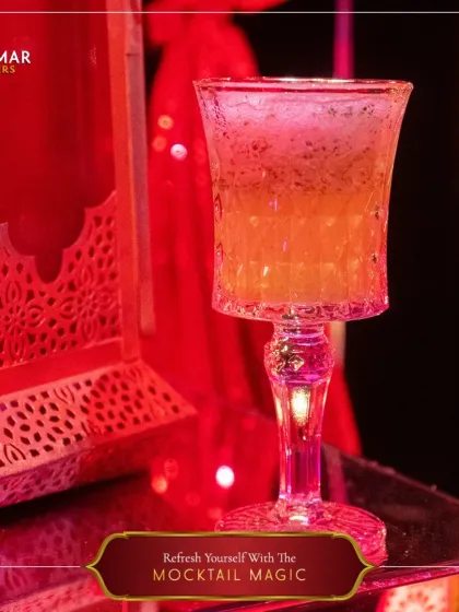 Refresh yourself with Mocktail Magic. This layered drink, served in an elegant glass, is perfect for any celebration.