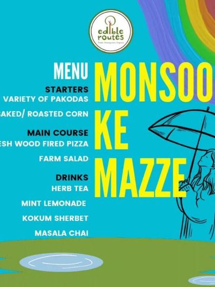 To celebrate the rains, I host a 'Monsoon Ke Mazze' event. The menu features comfort foods like assorted pakodas, wood-fired pizza, and masala chai, all enjoyed amidst the lush greenery of the farm.