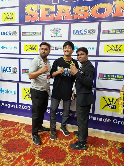 Our fighter celebrating his victory. The hard work and dedication in training camp led to this decisive first-round finish.